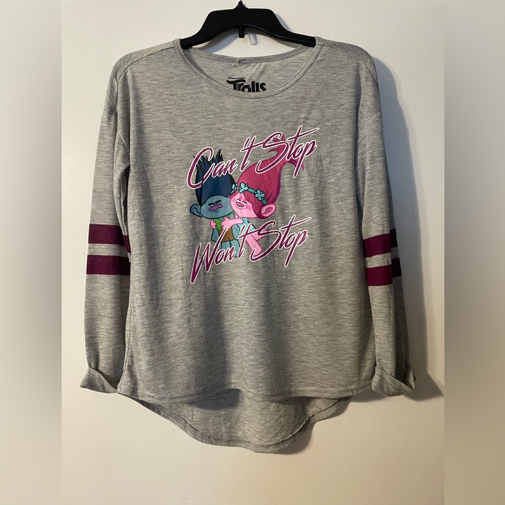 Dreamworks Trolls Juniors “Can’t Stop Won’t Stop” Jersey Top Size Large